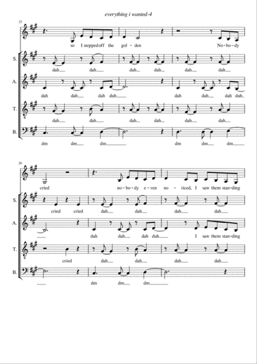 Everything I Wanted 4-Part scores gallery preview page 4