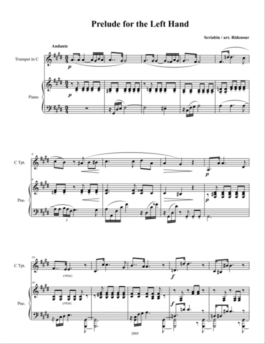 Prelude for the Left Hand Trumpet Duet scores gallery preview page 2