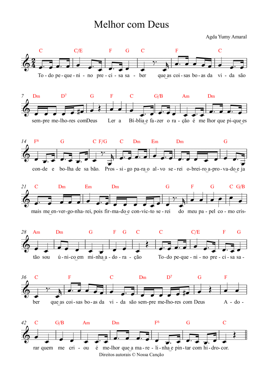Melhor com Deus Piano scores gallery preview page 1