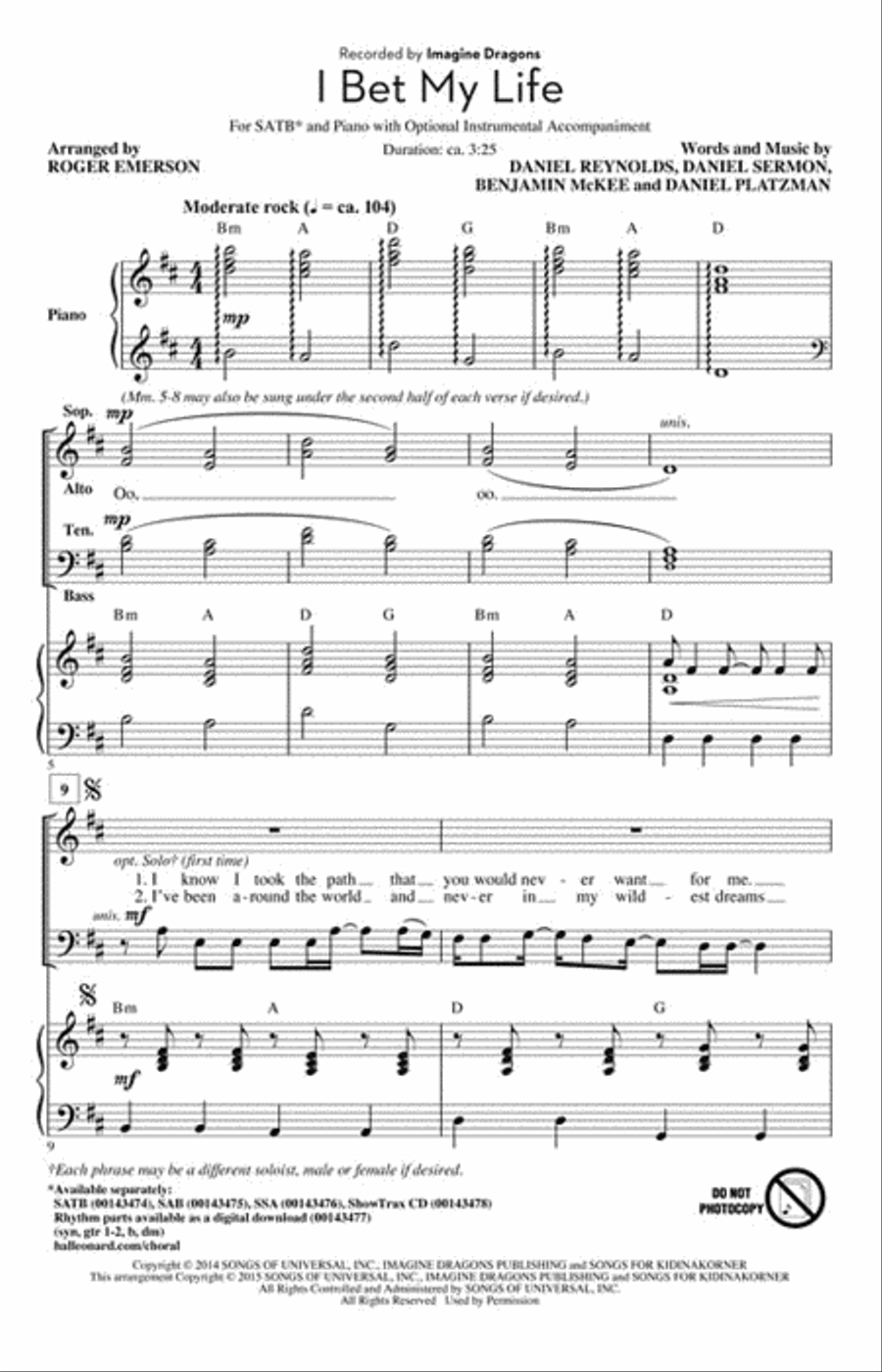 I Bet My Life 4-Part scores gallery preview page 2