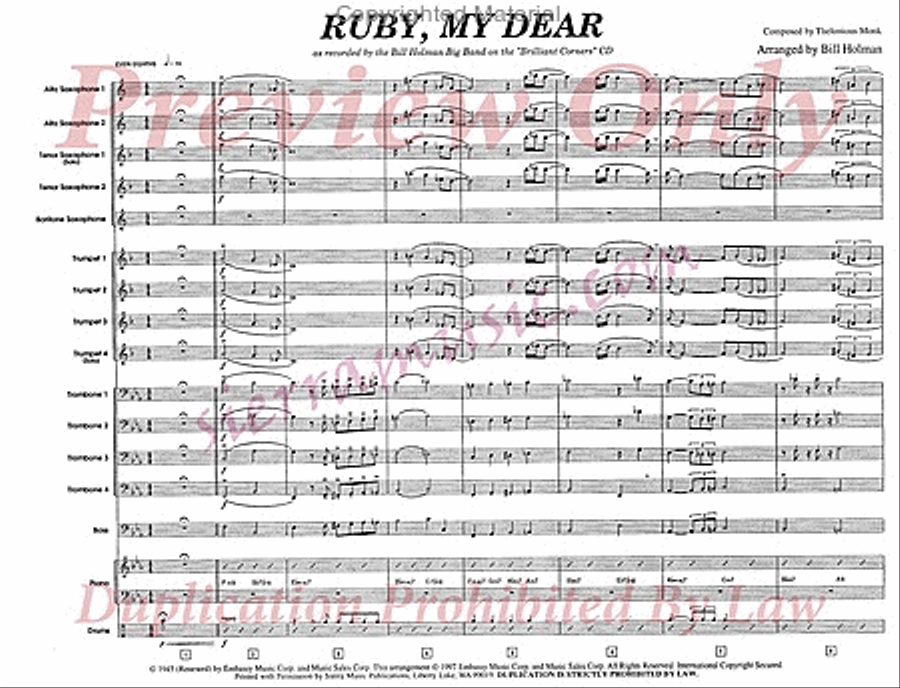 Ruby, My Dear Big Band scores gallery preview page 2