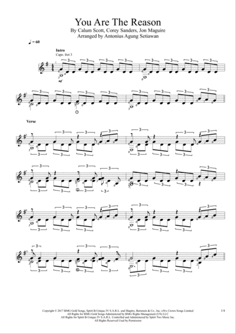 You Are The Reason Electric Guitar scores gallery preview page 1