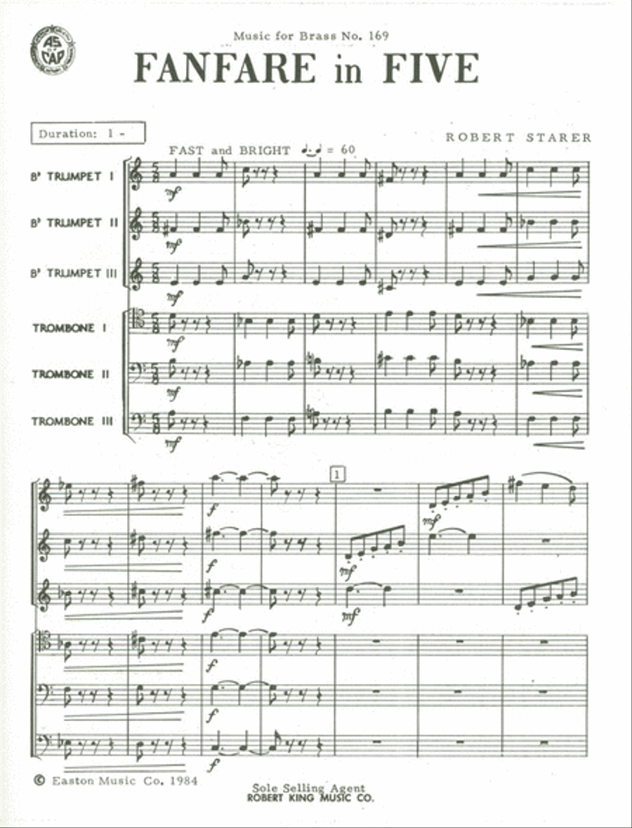 Fanfare In Five (sextet-brass) School and Community scores gallery preview page 2