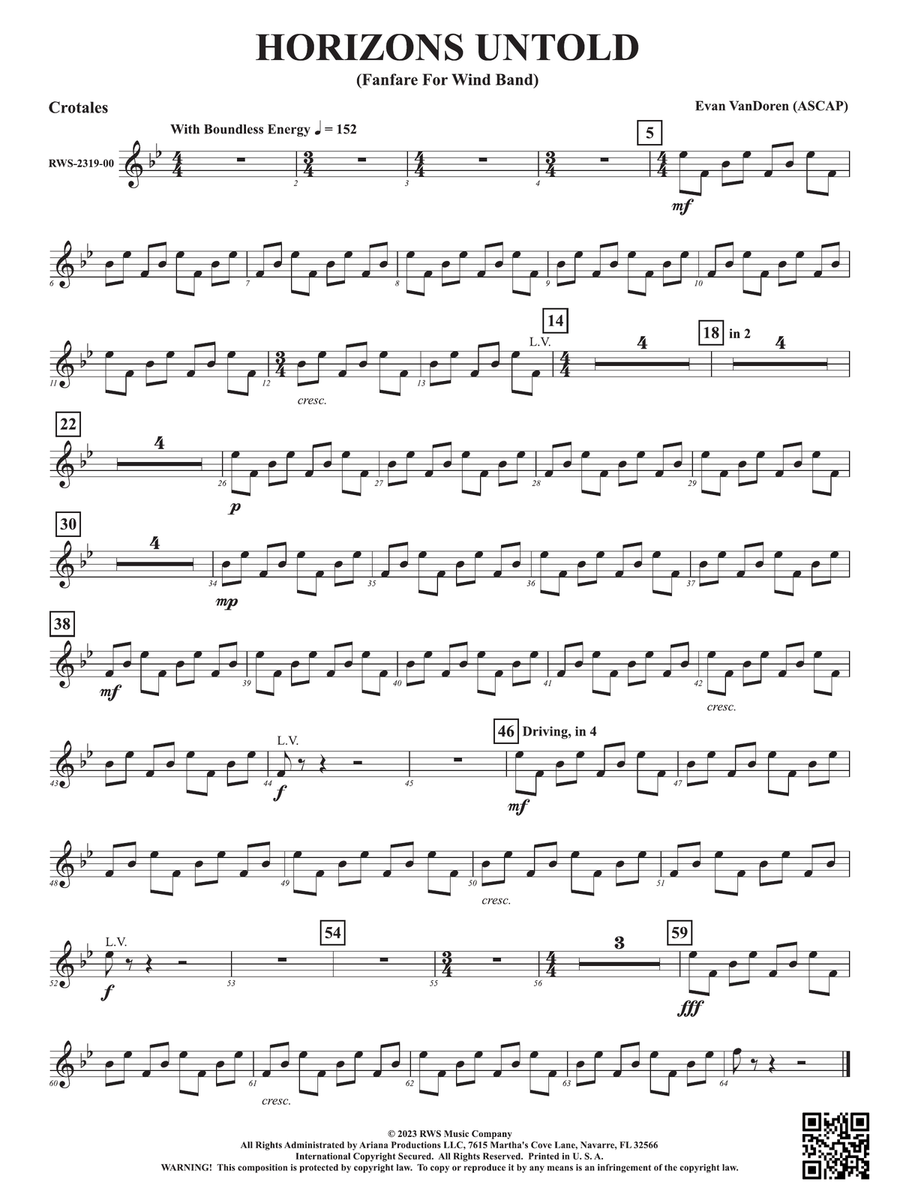 Horizons Untold - Fanfare for Wind Band: Crotales Concert Band scores gallery preview page 1