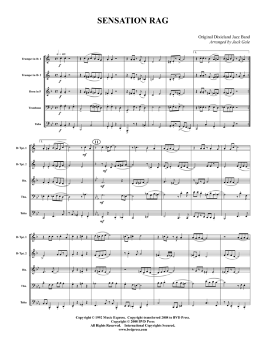 Sensation Rag Brass Quintet scores gallery preview page 1
