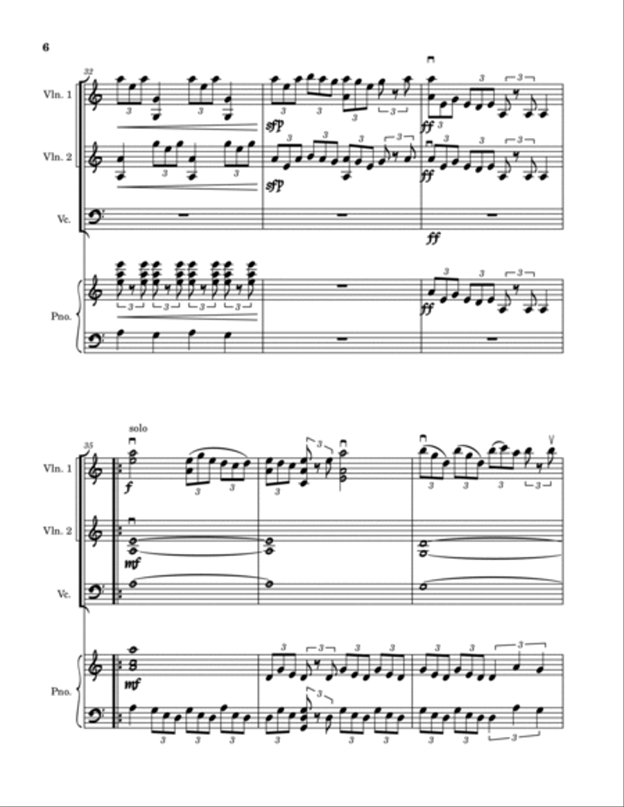 Fingal's Cave - Scottish Traditional - Violin, Piano, cello Piano Trio scores gallery preview page 6