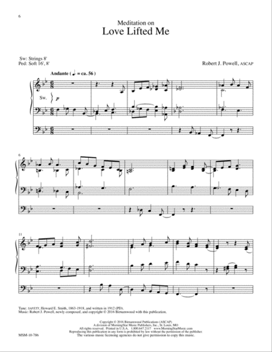 Meditation on Love Lifted Me (SAFETY) Organ scores gallery preview page 1