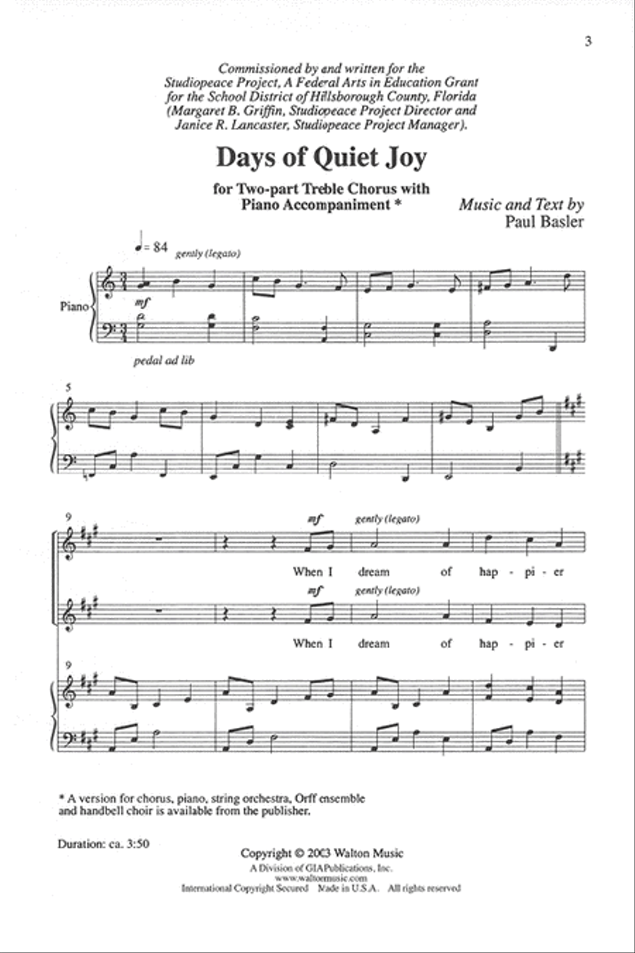 Days of Quiet Joy SA scores gallery preview page 2