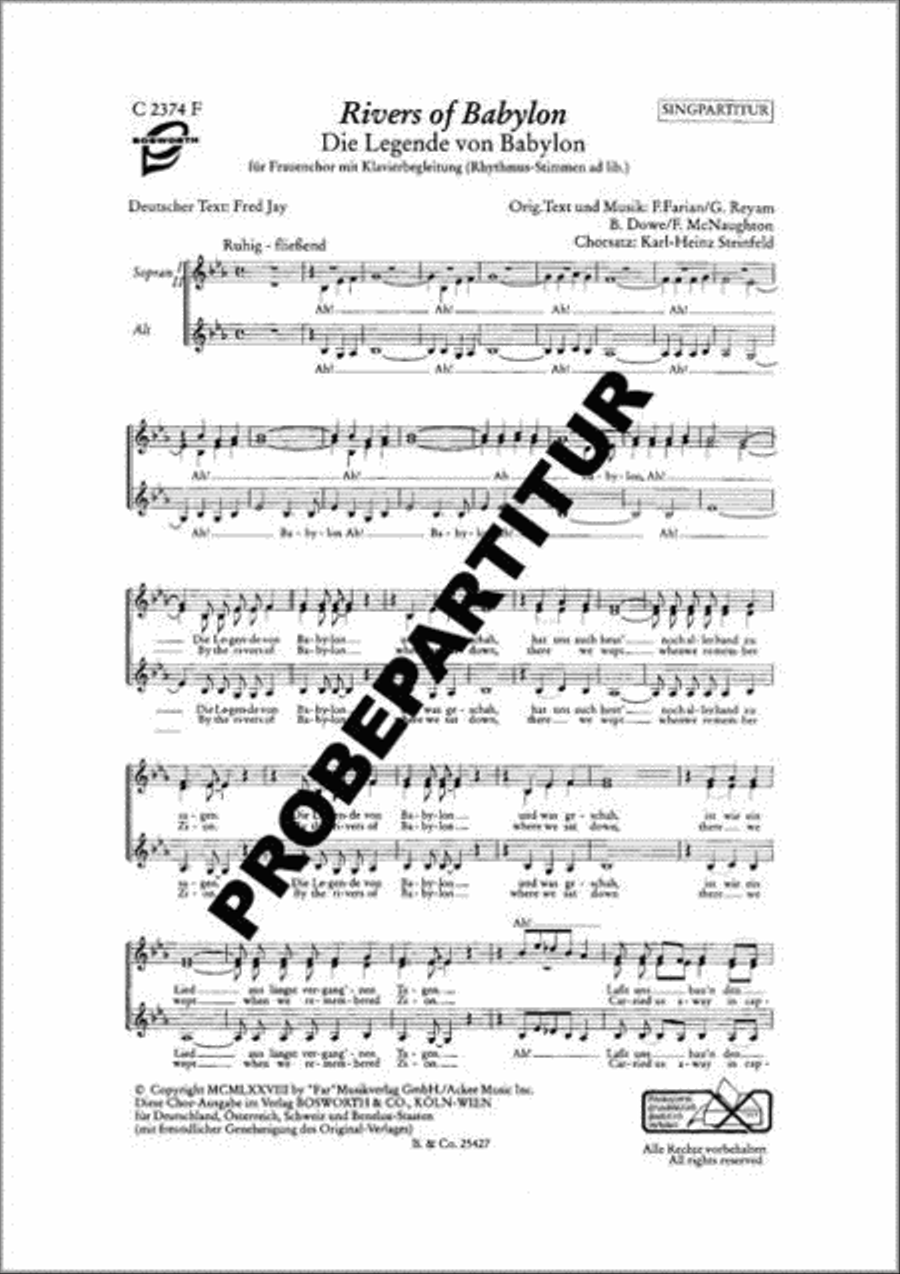 Rivers of Babylon Rivers of Babylon Women's Choir scores gallery preview page 1