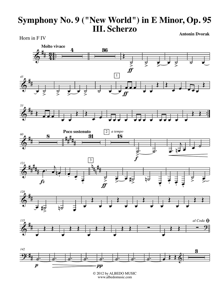 新作揃え Movement World, New 9, No. Symphony Dvorak III 4 F in Horn - アート・デザイン・音楽