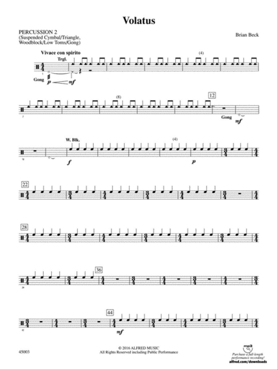 Volatus: 2nd Percussion Concert Band scores gallery preview page 1