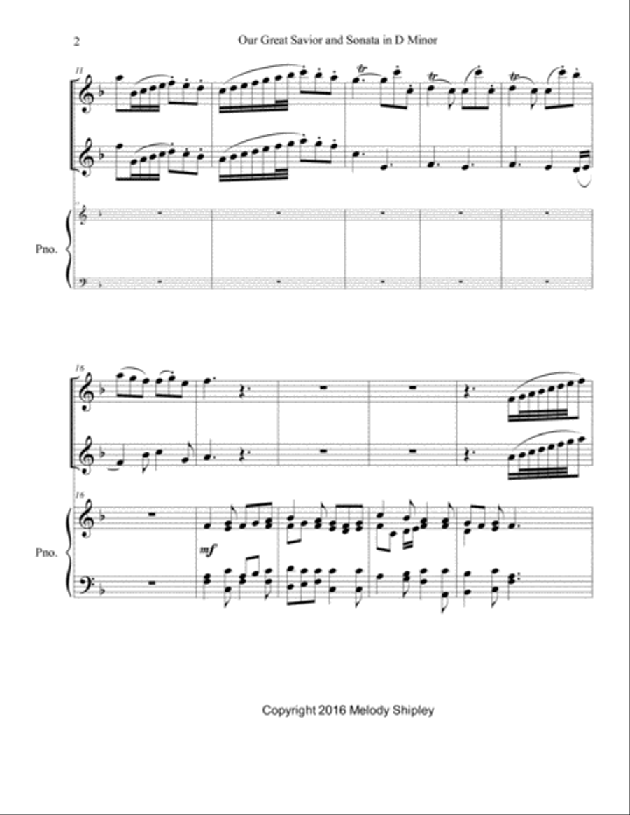 Our Great Savior and Sonata in D Minor, K. 9 Woodwind Ensemble scores gallery preview page 3