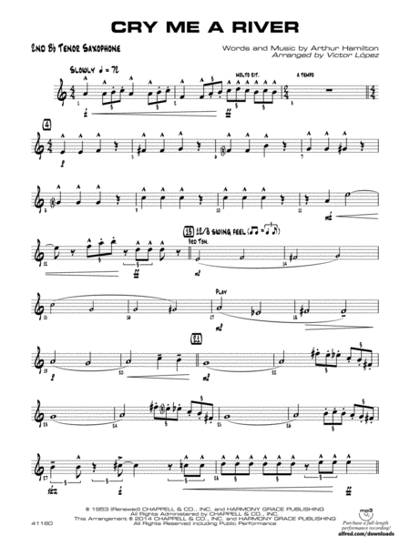 Cry Me a River: 2nd B-flat Tenor Saxophone