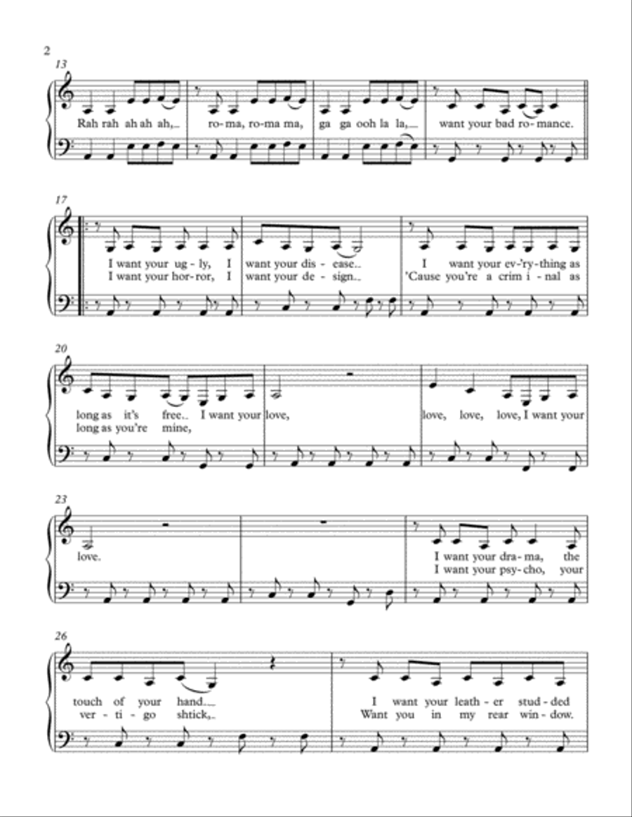 Bad Romance Bad Romance Voice scores gallery preview page 2