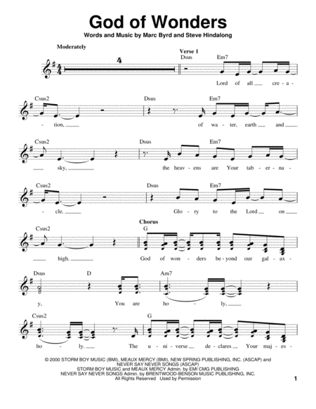God Of Wonders by Third Day Voice - Digital Sheet Music