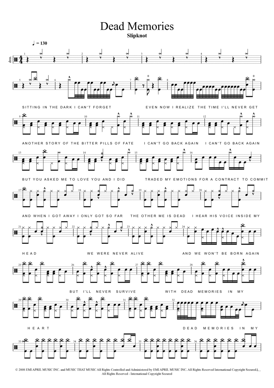 Dead Memories Drum Set scores gallery preview page 1
