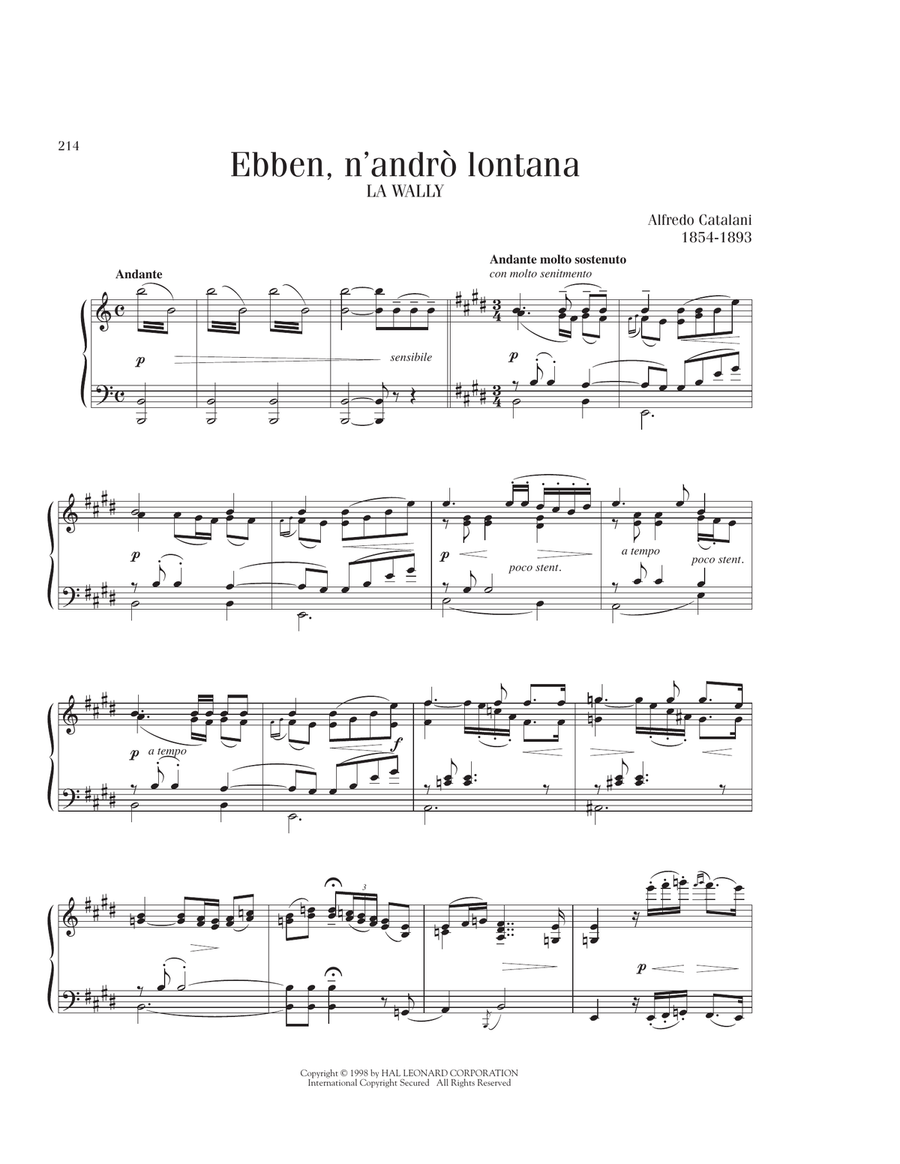 Ebben? Ne Andro Lontana Ebben? Ne Andro Lontana Piano Solo scores gallery preview page 1