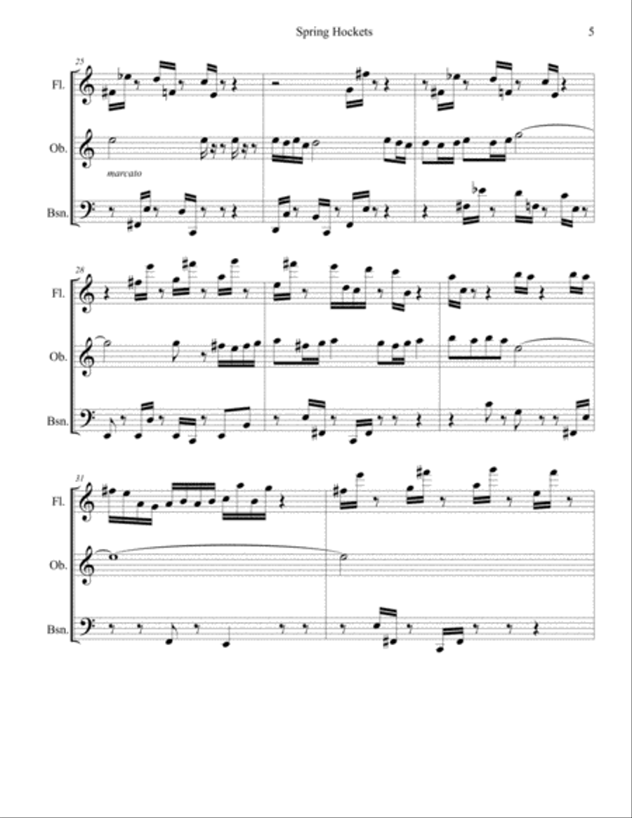 Spring Hockets for Flute, Oboe and Basoon Woodwind Trio scores gallery preview page 5