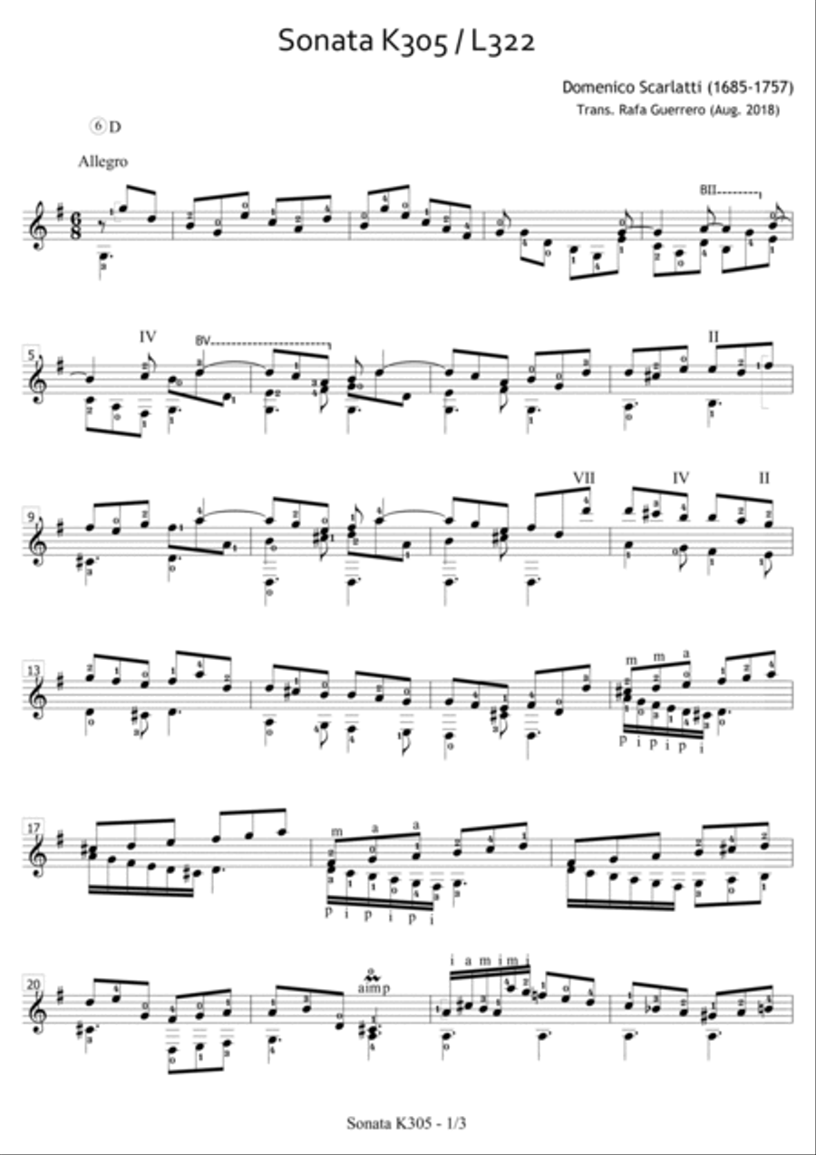 Sonata K305 / L322 Acoustic Guitar scores gallery preview page 2