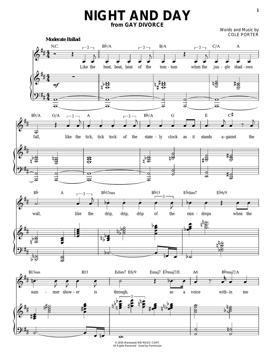 Night And Day Piano, Vocal scores gallery preview page 1
