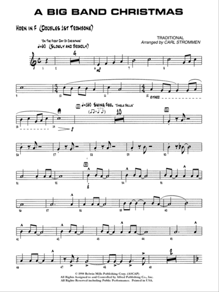 A Big Band Christmas: 1st F Horn Jazz Ensemble scores gallery preview page 1
