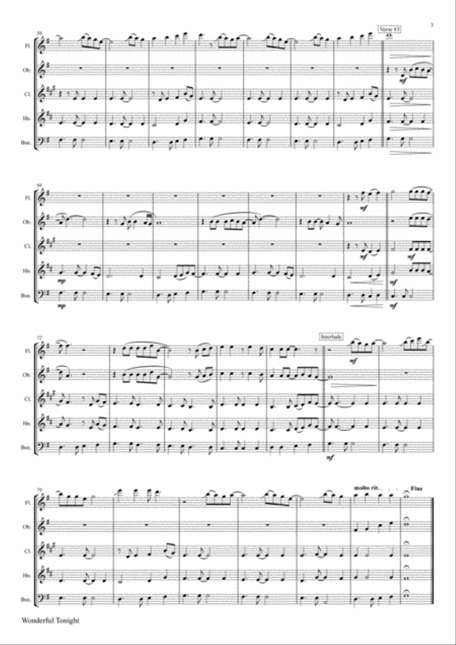 Wonderful Tonight Woodwind Quintet scores gallery preview page 4