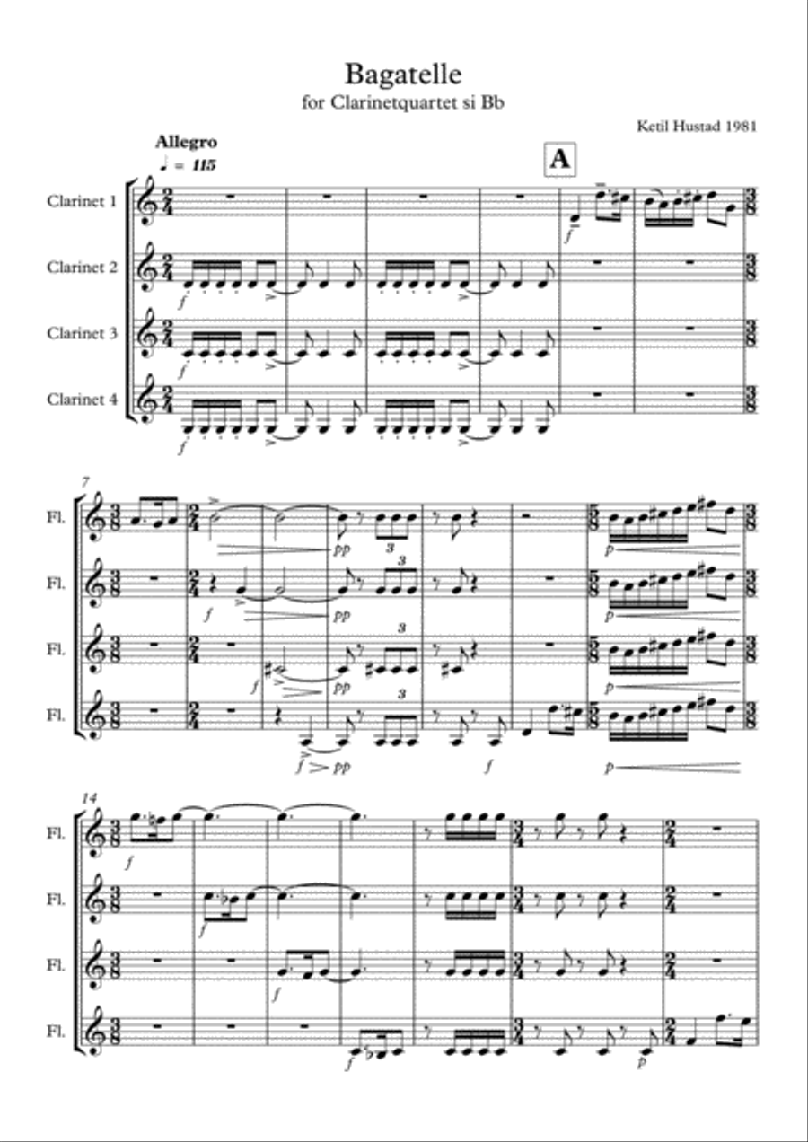 Bagatelle Woodwind Quartet scores gallery preview page 1