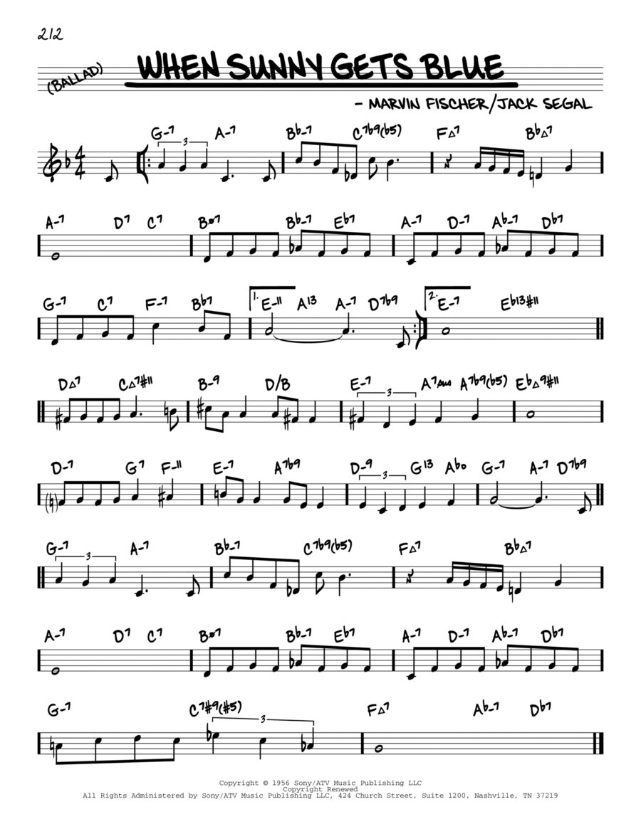 When Sunny Gets Blue (arr. David Hazeltine) Piano scores gallery preview page 1