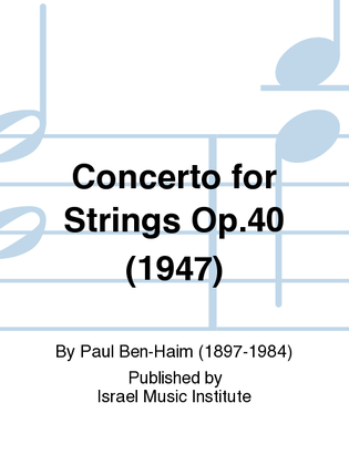 Book cover for Concerto for Strings Op. 40