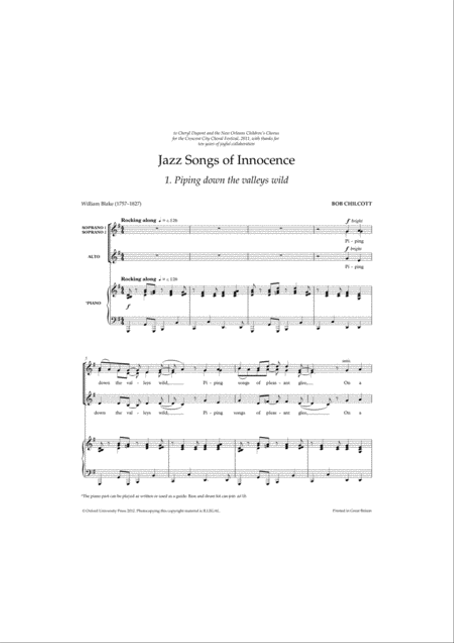Jazz Songs of Innocence SSA scores gallery preview page 2