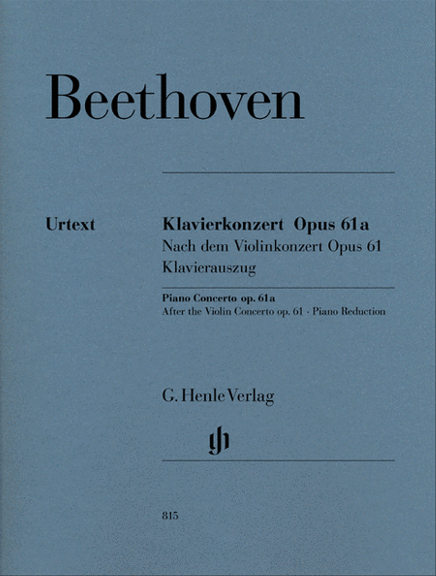 Book cover for Piano Concerto D Major Op. 61a After the Violin Concerto