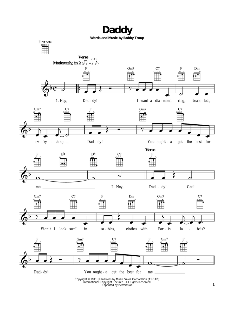 Daddy Ukulele scores gallery preview page 1