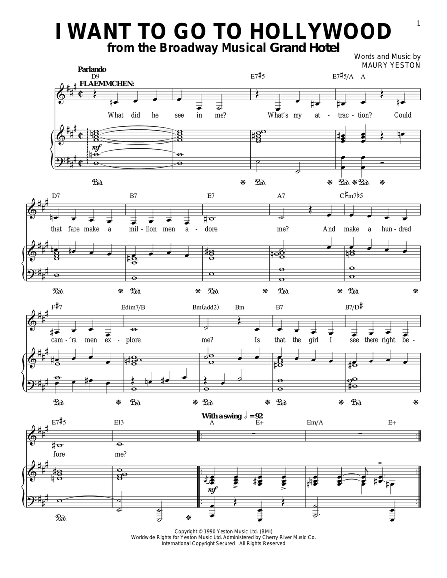 I Want To Go To Hollywood (from Grand Hotel: The Musical) Piano, Vocal scores gallery preview page 1