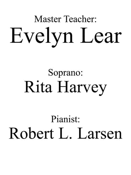 Lyric Soprano Arias: A Master Class with Evelyn Lear image number null