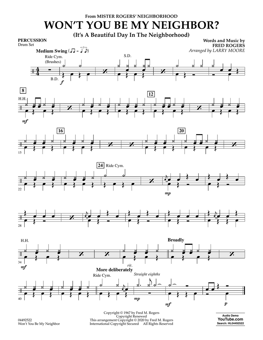 Won't You Be My Neighbor? (arr. Larry Moore) - Percussion Orchestra scores gallery preview page 1