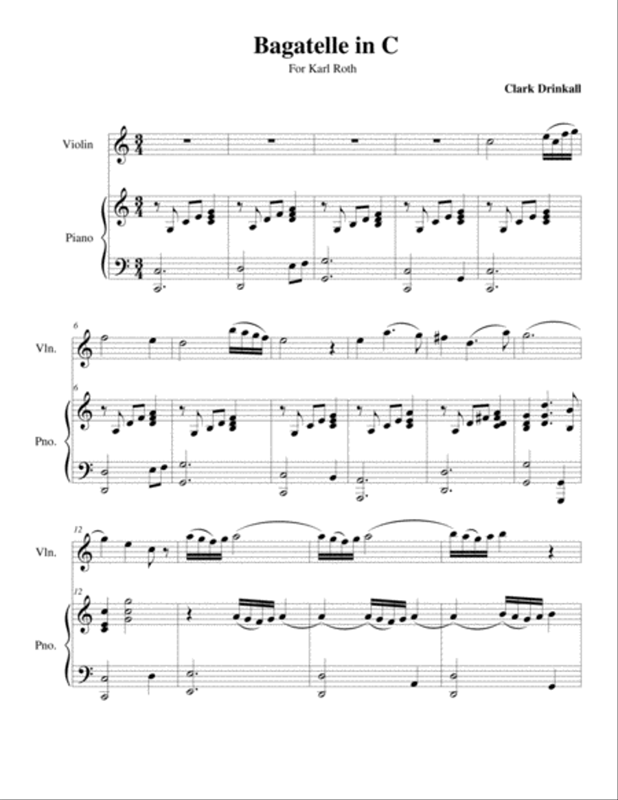 Bagatelle in C, Op 5 Violin Solo scores gallery preview page 1