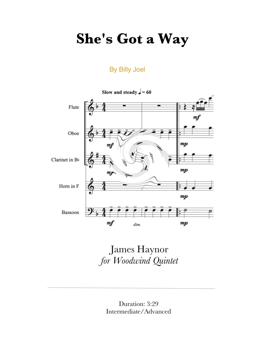 She's Got A Way Woodwind Quintet scores gallery preview page 1