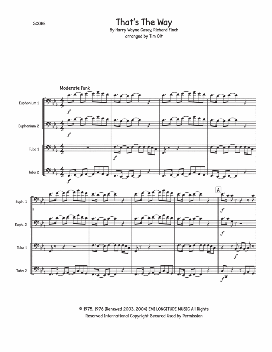 That's The Way (I Like It) Brass Quartet scores gallery preview page 1