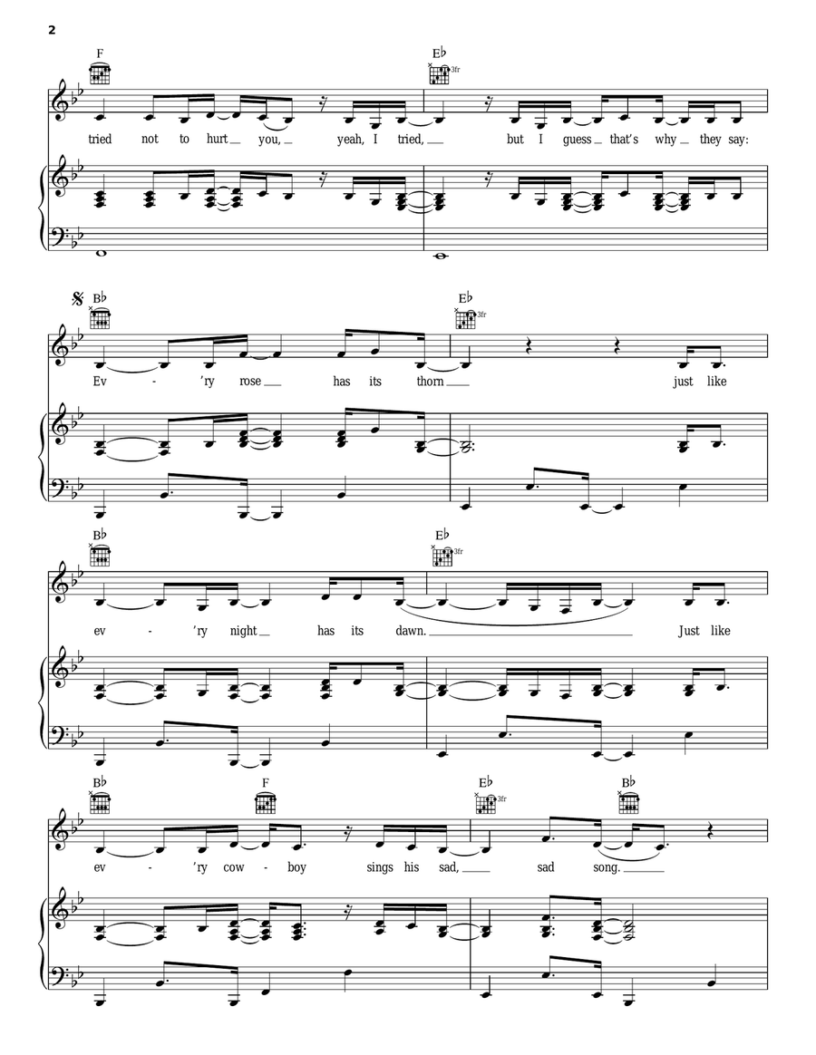 Every Rose Has Its Thorn Piano, Vocal, Guitar scores gallery preview page 2