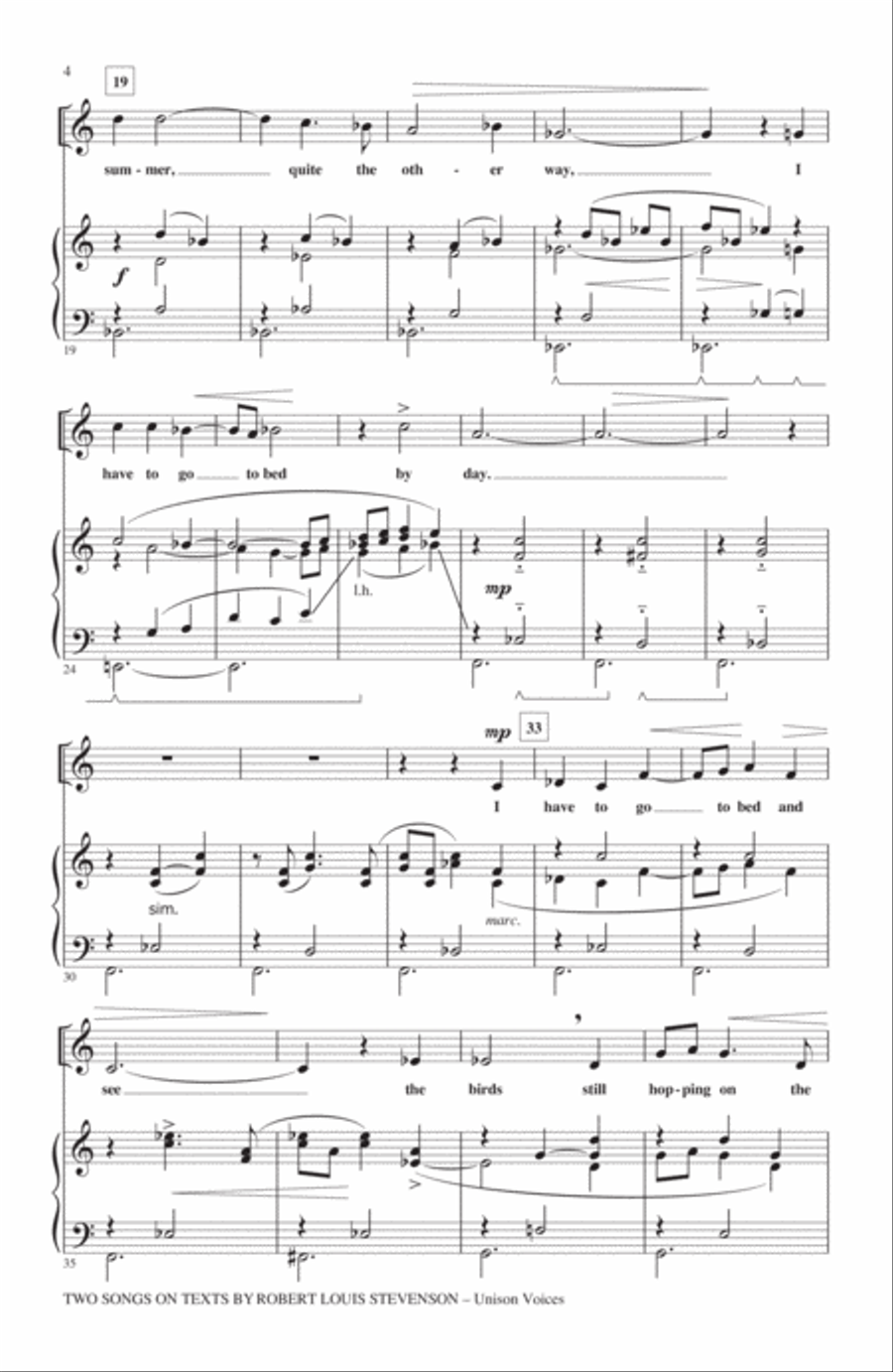 Two Songs On Texts By Robert Louis Stevenson Unison Choir scores gallery preview page 2