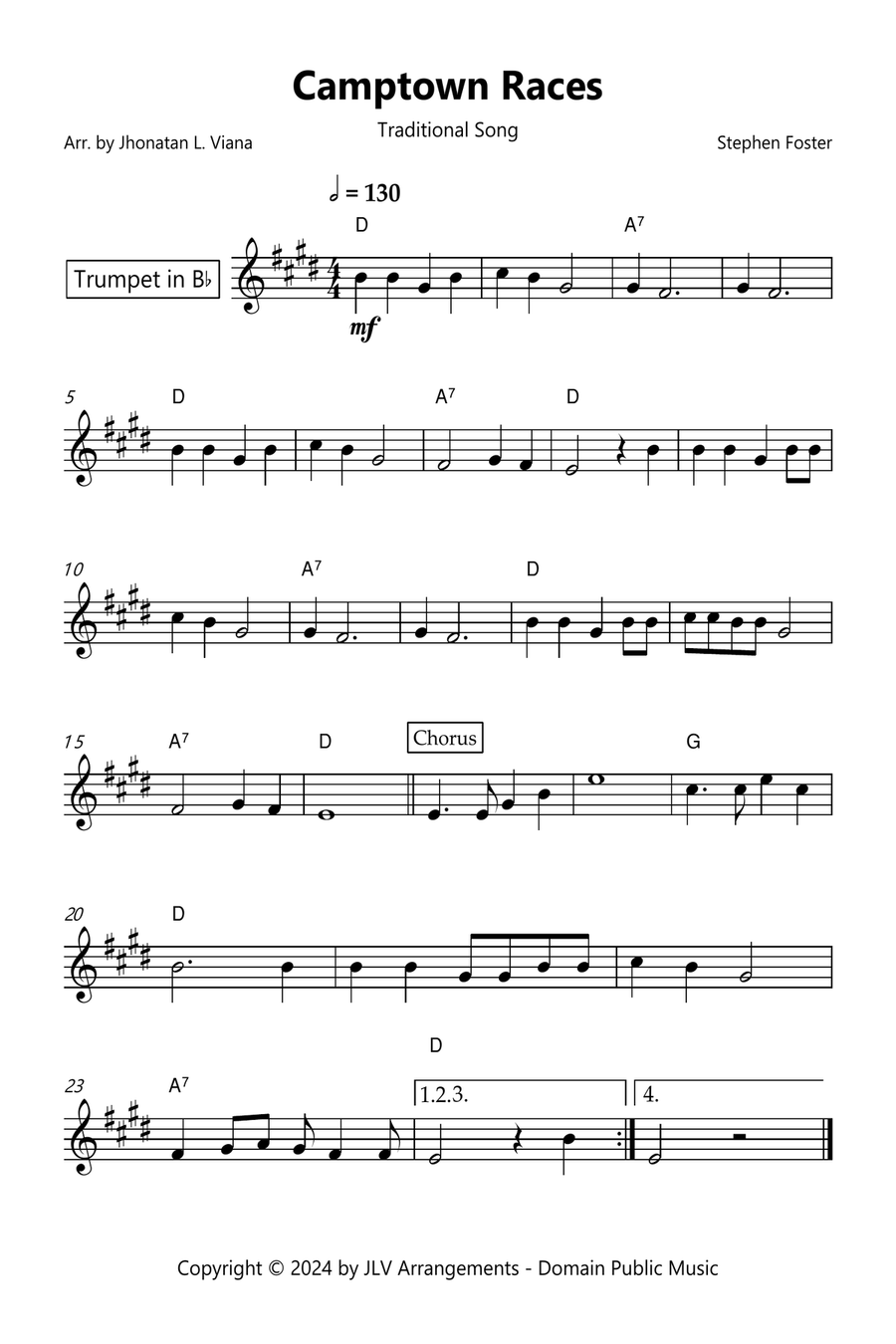 Camptown Races B-Flat Trumpet scores gallery preview page 1