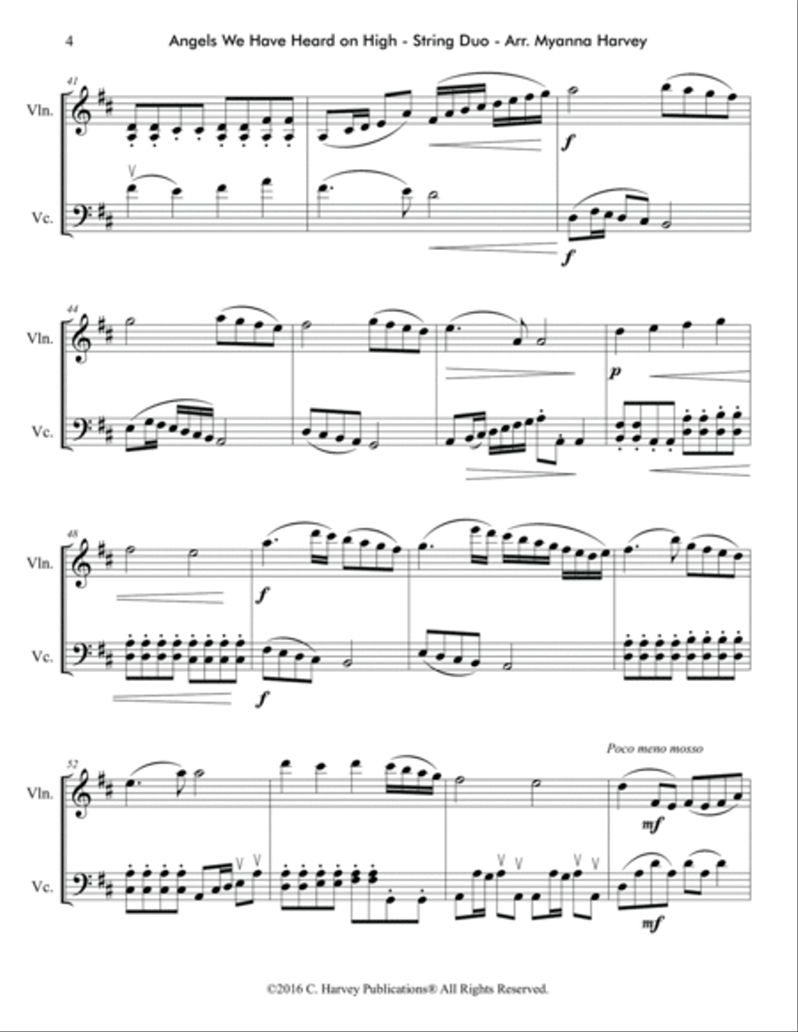 Angels We Have Heard on High for Violin and Cello Duo String Duet scores gallery preview page 6