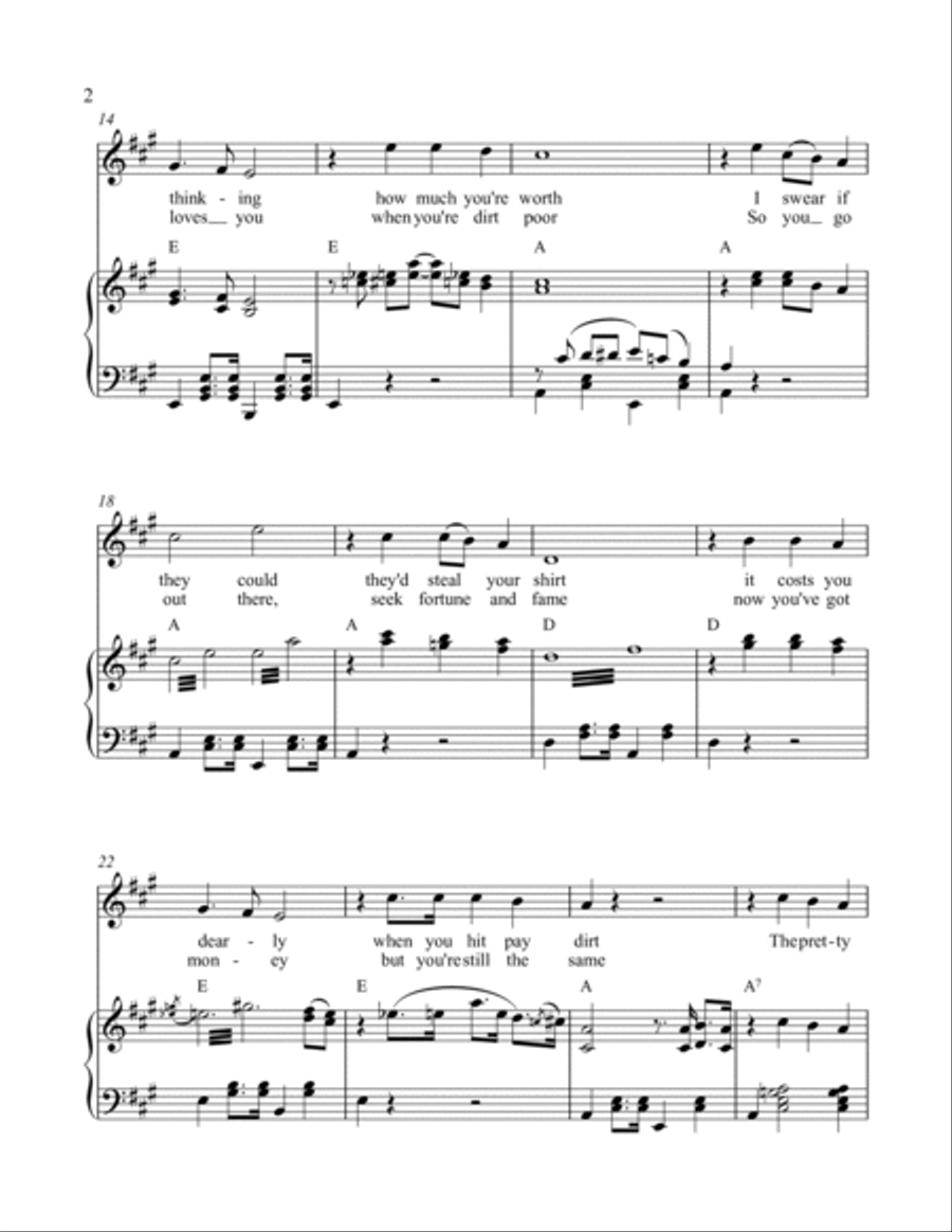 Pay Dirt - country song for voice and piano (with chords) Voice Solo scores gallery preview page 2