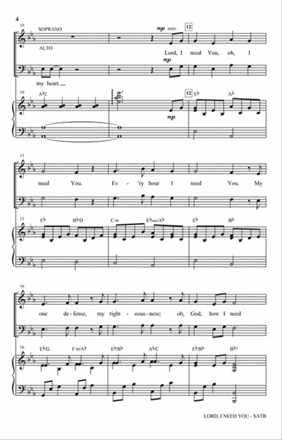 Lord, I Need You 4-Part scores gallery preview page 3