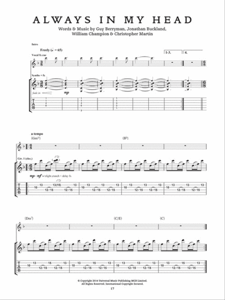 Coldplay - Ghost Stories Electric Guitar scores gallery preview page 4