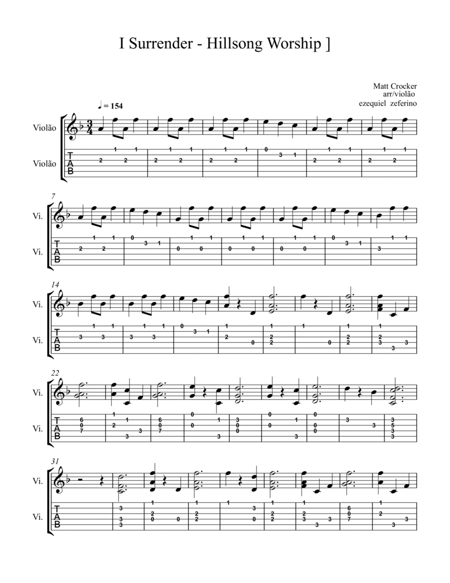 I Surrender Easy Guitar scores gallery preview page 1