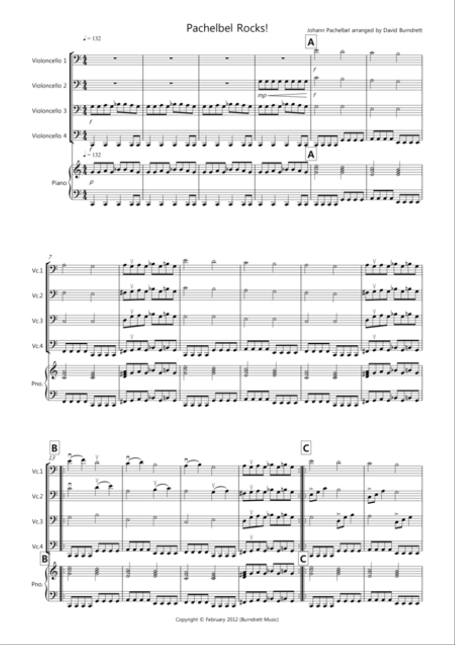 Pachelbel Rocks! for Cello Quartet Cello Solo scores gallery preview page 1