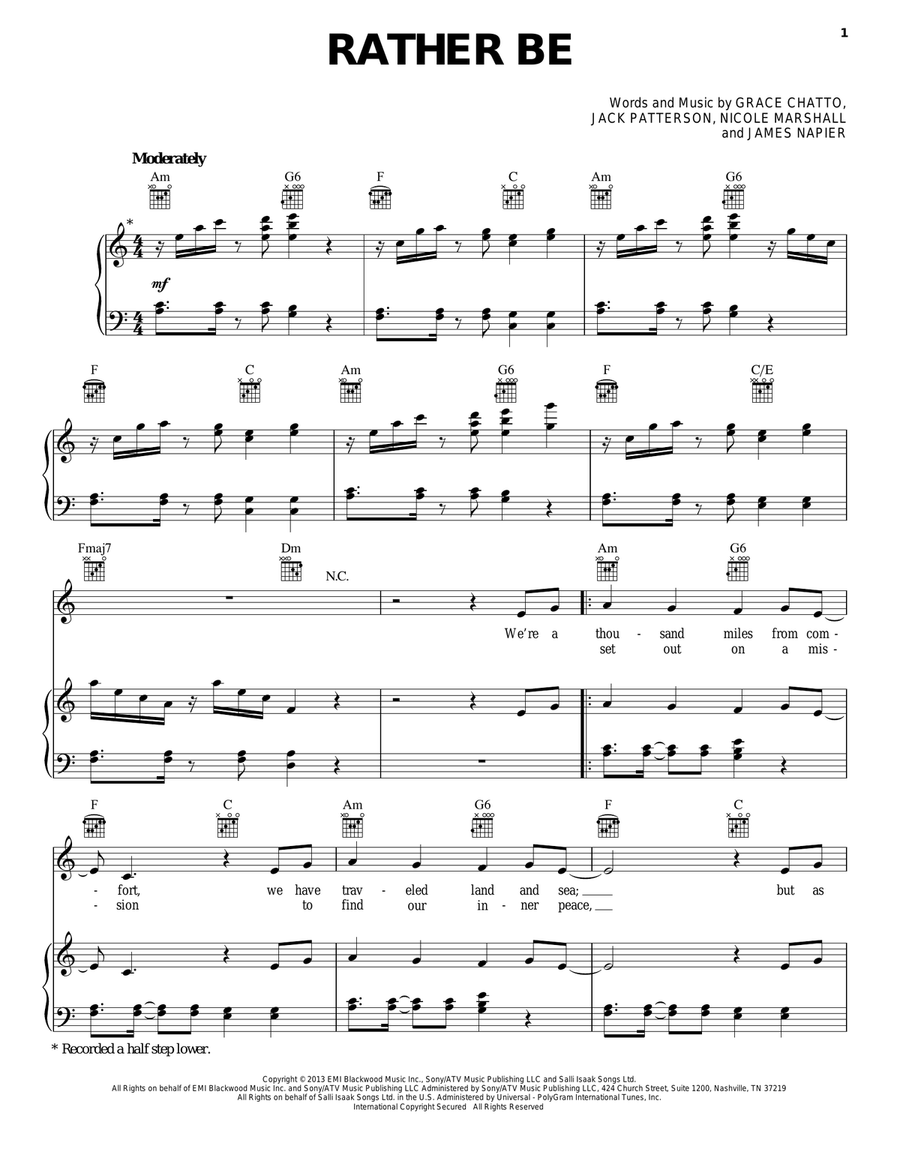 Rather Be Acoustic Guitar scores gallery preview page 1