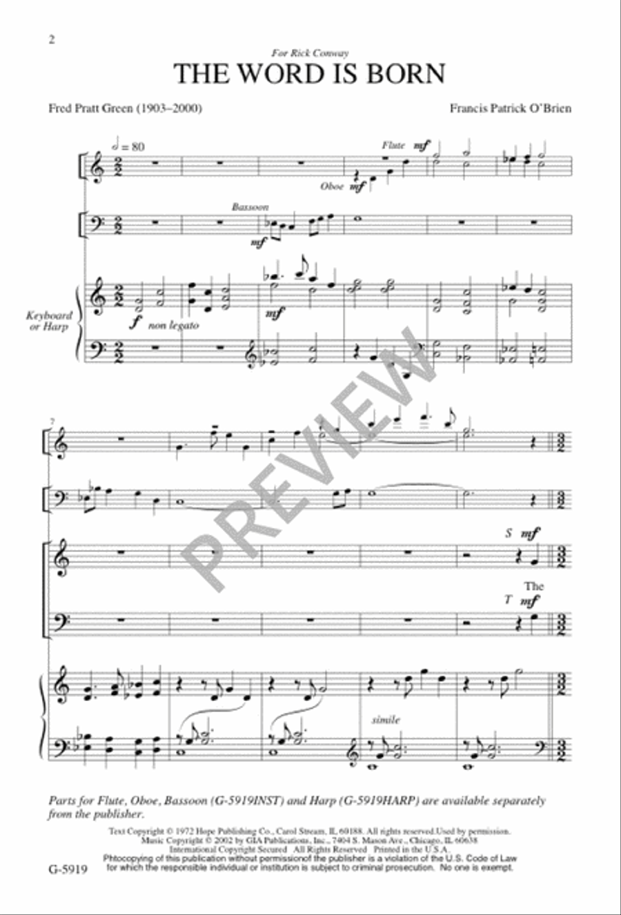 The Word Is Born The Word Is Born 4-Part scores gallery preview page 2