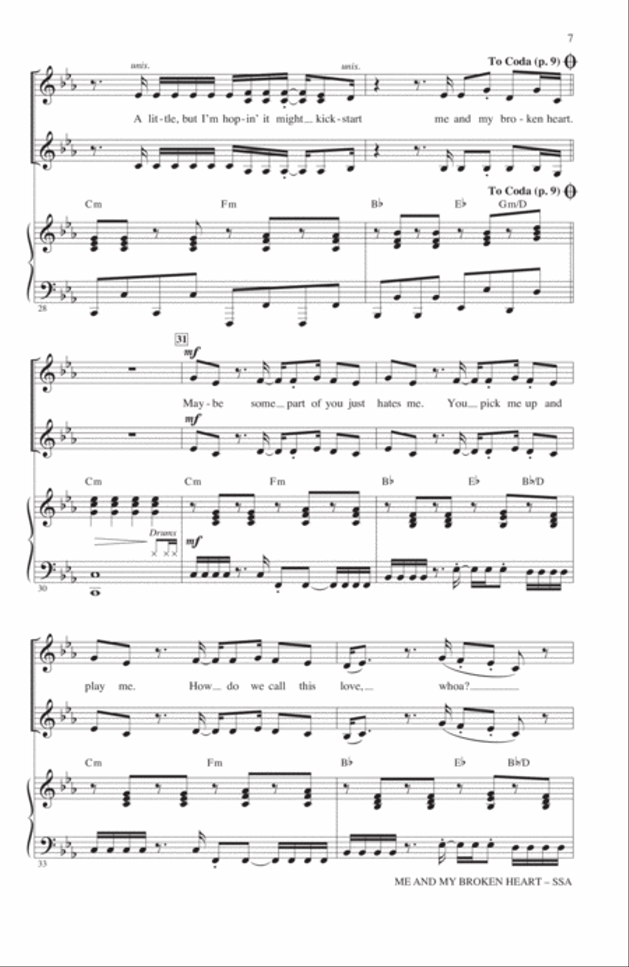 Me And My Broken Heart SSA scores gallery preview page 6